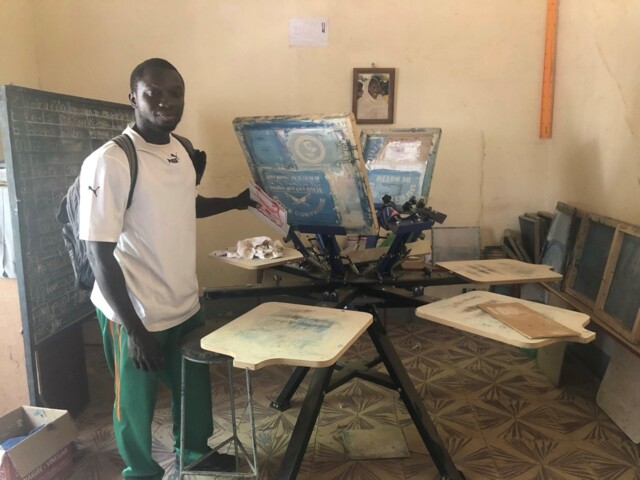 Druckmaschine im Zentrum